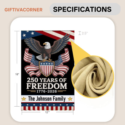 Personalized 250 Years America Garden Flag, USA 1776–2026, Custom Family Name, Outdoor Garden Decor, House Flag 4th of July Gift