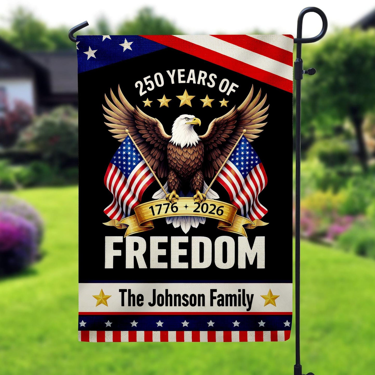 Custom 250 Years America Garden Flag, 250th Anniversary USA Patriotic Banner Double-Sided with Eagle Design, 1776-2026 Commemorative