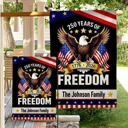 Custom 250 Years America Garden Flag, 250th Anniversary USA Patriotic Banner Double-Sided with Eagle Design, 1776-2026 Commemorative