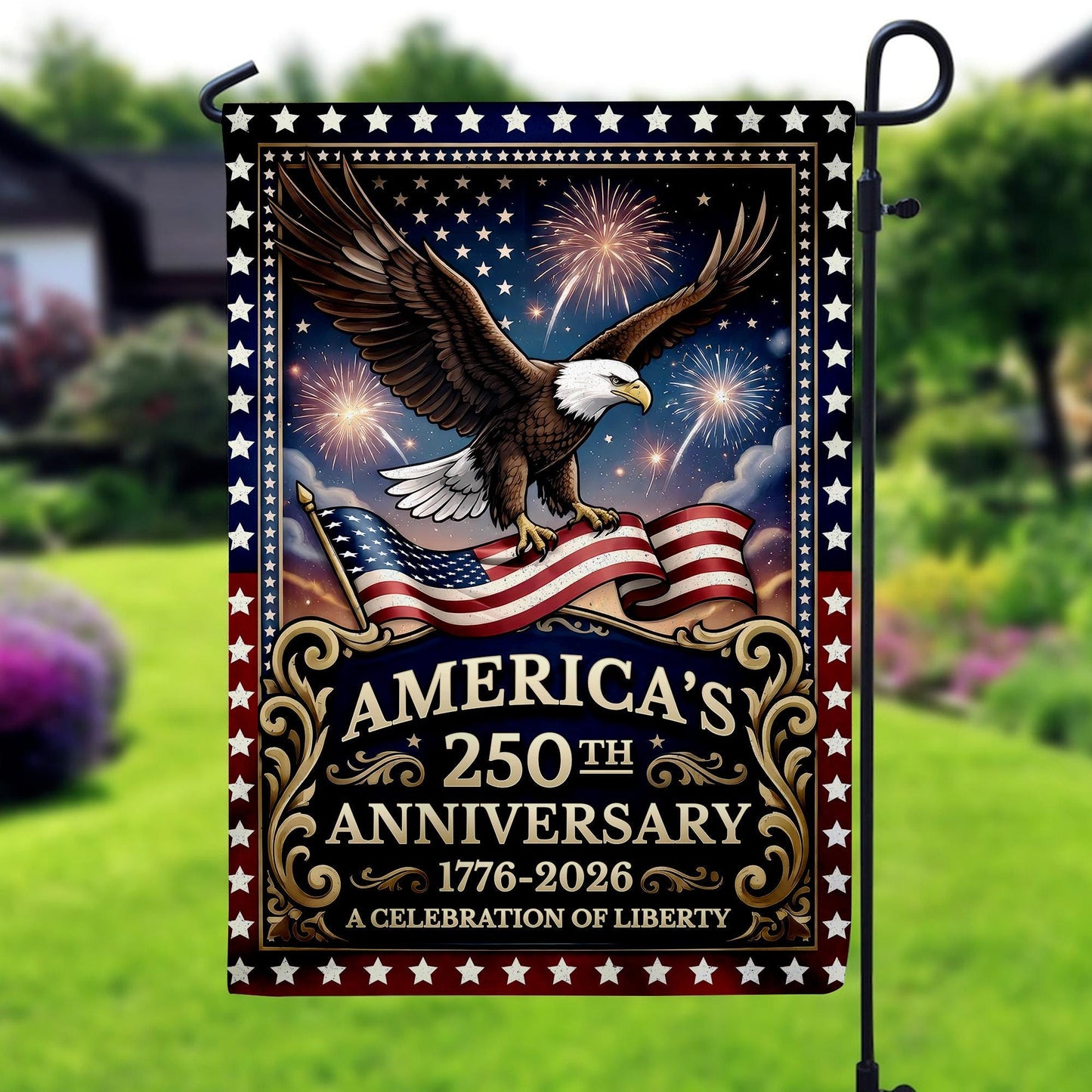 Personalized 250 Years America Garden Flag, USA 1776–2026, Custom Family Name, Outdoor Garden Decor, House Flag 4th of July Gift