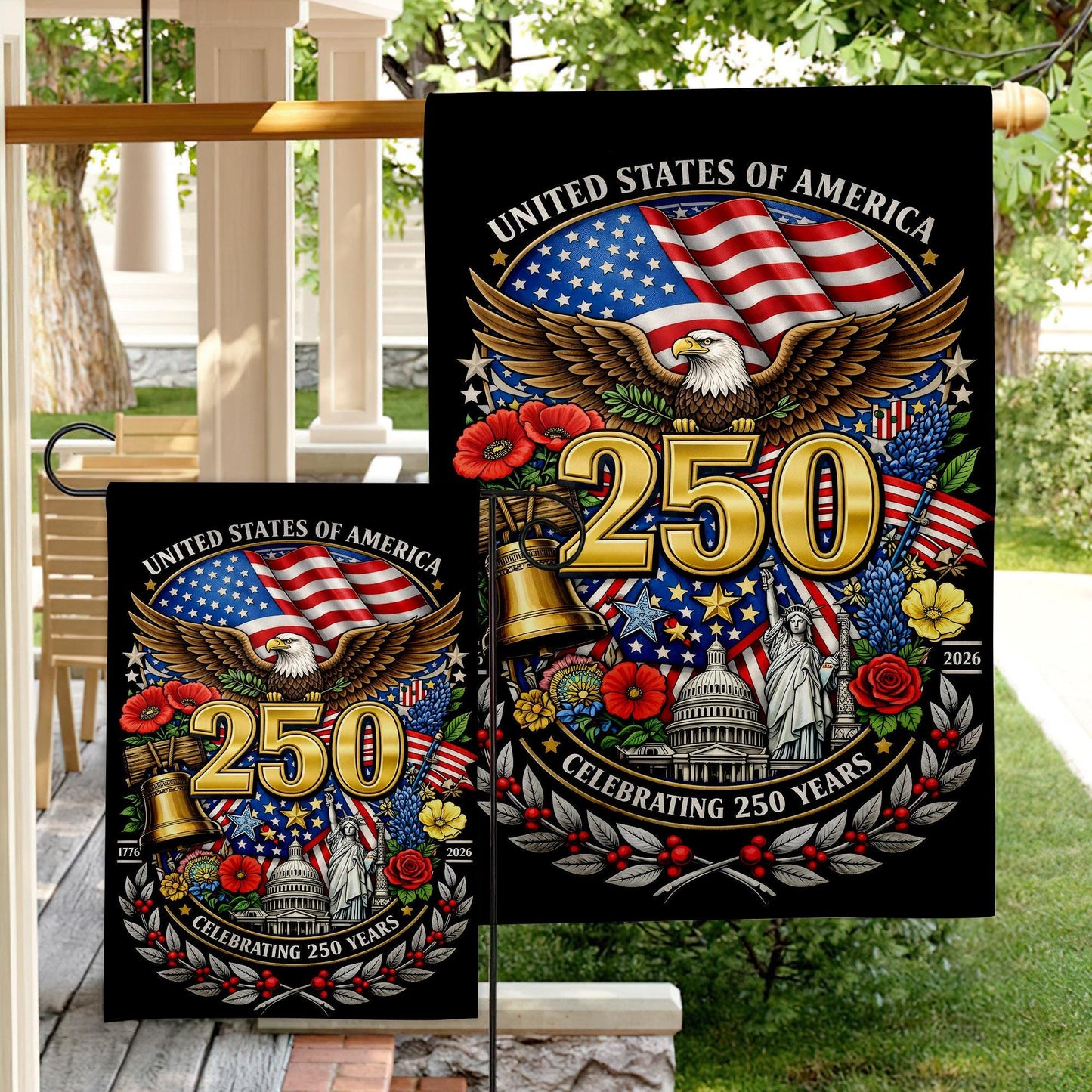 America 250 Semiquincentennial Garden Flag , 250th Anniversary Outdoor Decor Gift, 1776-2026 Commemorative, Gift Patriotic Eagle