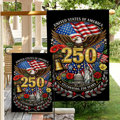 America 250 Semiquincentennial Garden Flag , 250th Anniversary Outdoor Decor Gift, 1776-2026 Commemorative, Gift Patriotic Eagle