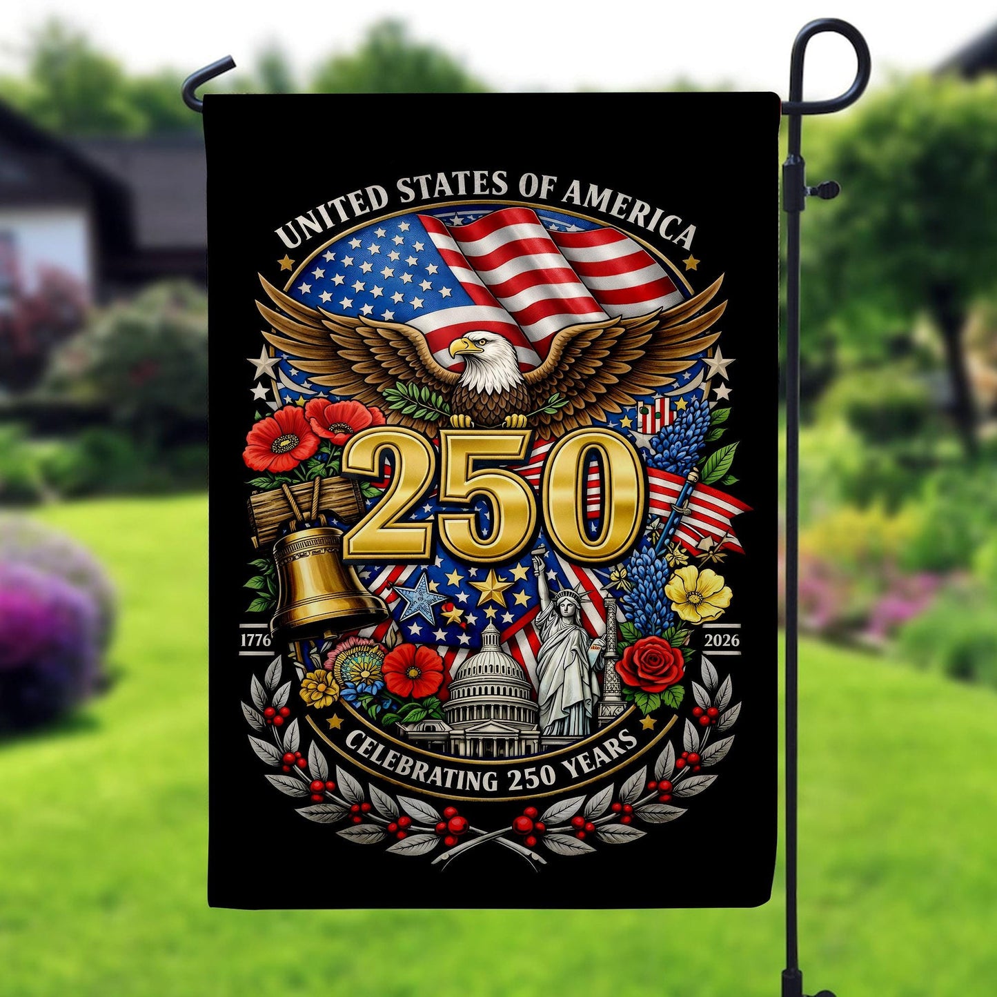 America 250 Semiquincentennial Garden Flag , 250th Anniversary Outdoor Decor Gift, 1776-2026 Commemorative, Gift Patriotic Eagle