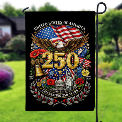 America 250 Semiquincentennial Garden Flag , 250th Anniversary Outdoor Decor Gift, 1776-2026 Commemorative, Gift Patriotic Eagle