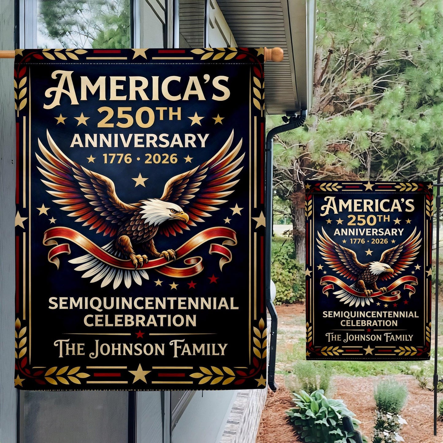 America 250 Semiquincentennial Garden Flag , Happy Birthday 250th Anniversary Flag, 1776-2026 Commemorative, Gift Patriotic Eagle