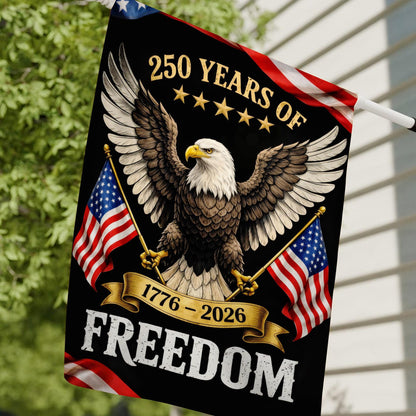 America 250 Semiquincentennial Garden Flag , Happy Birthday 250th Anniversary Flag, 1776-2026 Commemorative, Patriotic Tee with USA Flag