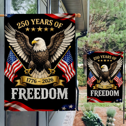 America 250 Semiquincentennial Garden Flag , Happy Birthday 250th Anniversary Flag, 1776-2026 Commemorative, Patriotic Tee with USA Flag