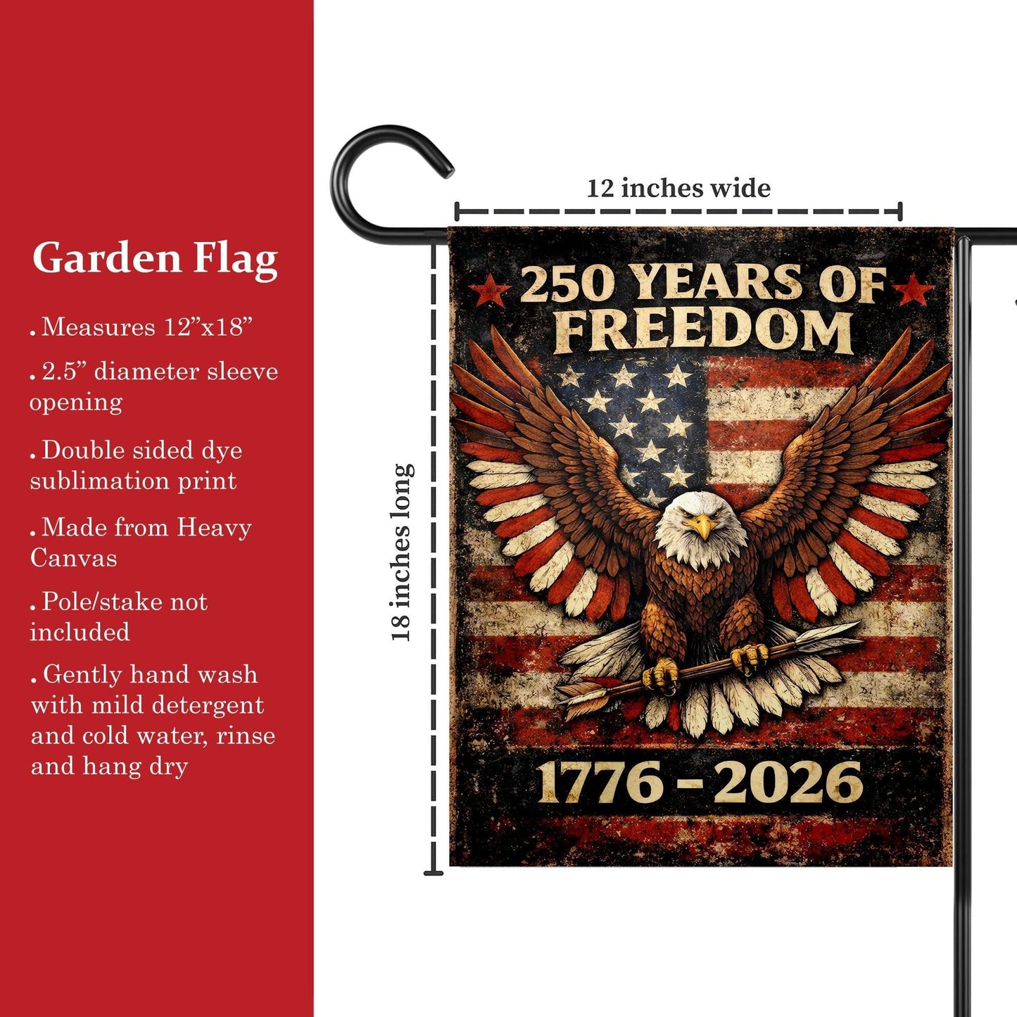 USA 250th Anniversary Garden Flag | American Semiquincentennial Flag | Liberty Bell Yard Flag | Independence Day 1776–2026