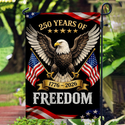 America 250 Semiquincentennial Garden Flag , Happy Birthday 250th Anniversary Flag, 1776-2026 Commemorative, Patriotic Tee with USA Flag