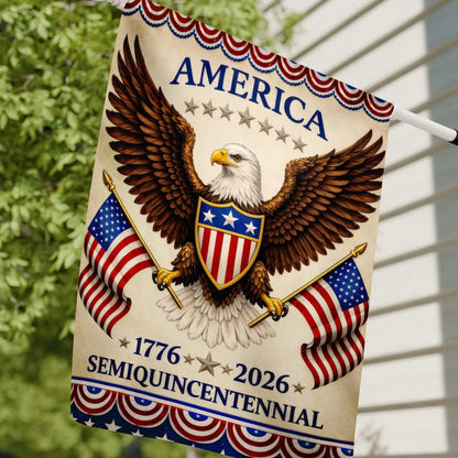 America 250 Semiquincentennial Garden Flag , Happy Birthday 250th Anniversary Flag, Vintage Independence Day, Patriotic Tee with USA Flag