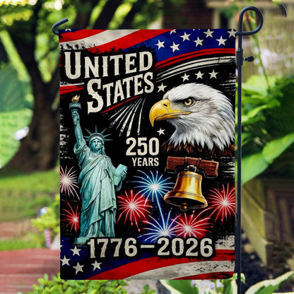 250th Anniversary 1776 2026 Garden Flag, Independence Day House Flag, US Birthday Outdoor Flag, Patriotic Gift
