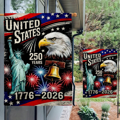250th Anniversary 1776 2026 Garden Flag, Independence Day House Flag, US Birthday Outdoor Flag, Patriotic Gift