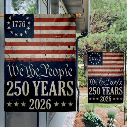 250th America Anniversary Flag , US 250 Years Garden Flag, We The People House Flag, Vintage Independence Day, Patriotic Tee with USA Flag