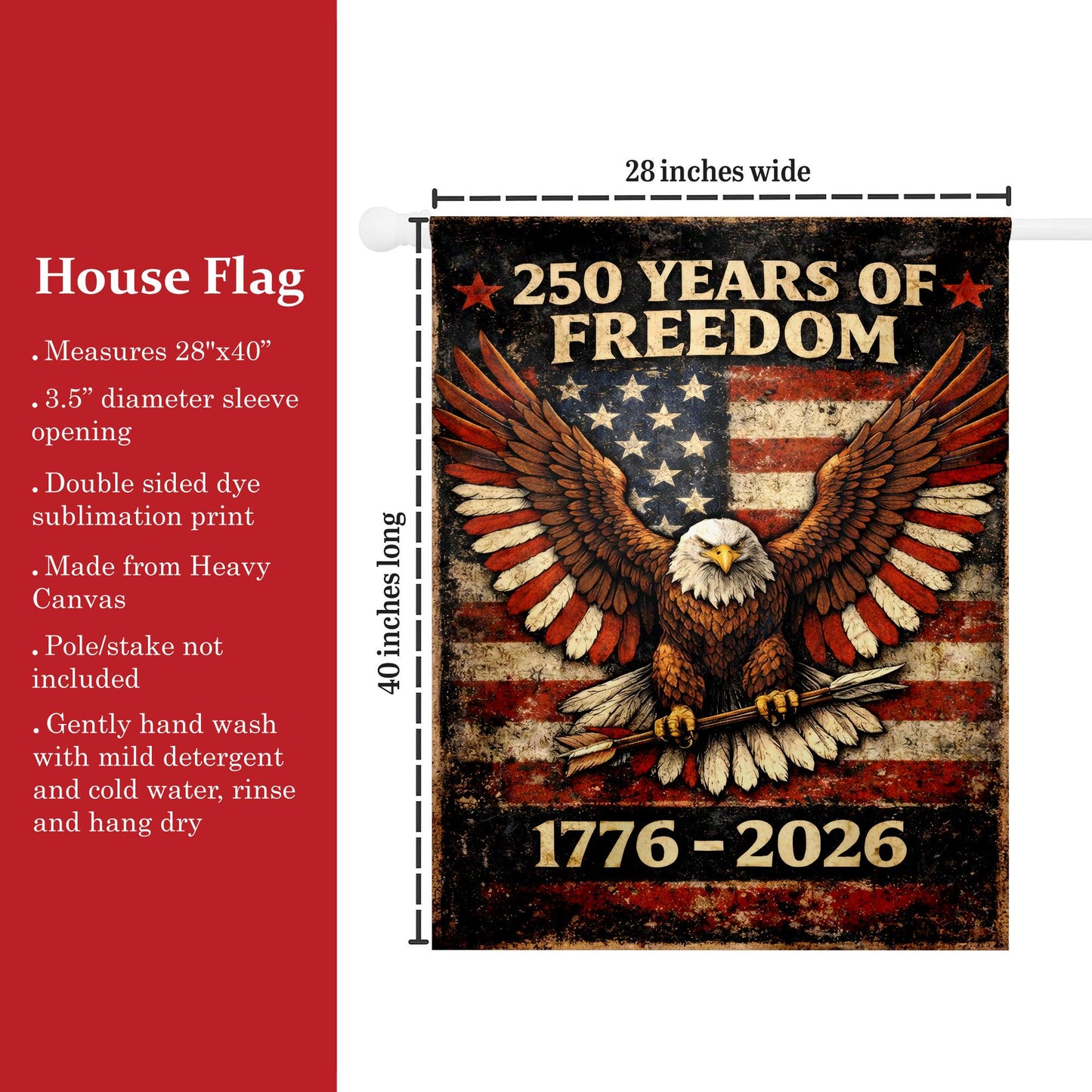 USA 250th Anniversary Garden Flag | American Semiquincentennial Flag | Liberty Bell Yard Flag | Independence Day 1776–2026