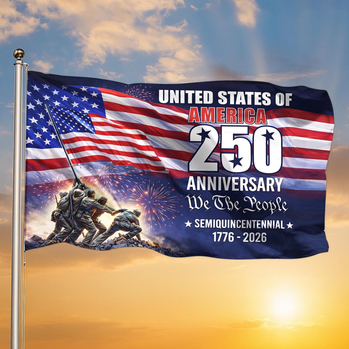 USA 250th Anniversary Garden Flag: Revolutionary War Soldiers, Patriotic 1776-2026 Yard Decor