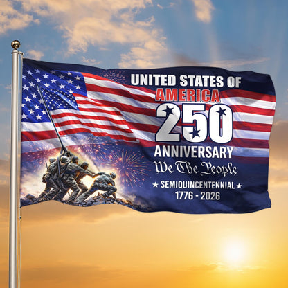 USA 250th Anniversary Garden Flag: Revolutionary War Soldiers, Patriotic 1776-2026 Yard Decor