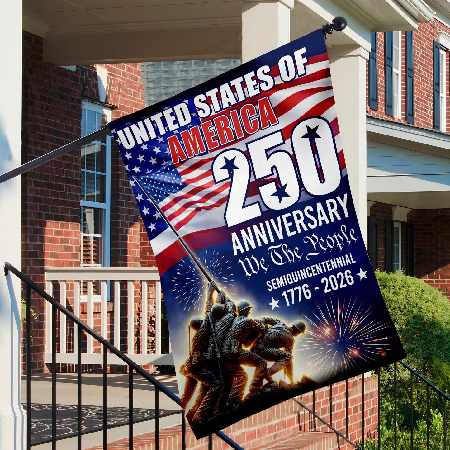 USA 250th Anniversary Garden Flag: Revolutionary War Soldiers, Patriotic 1776-2026 Yard Decor