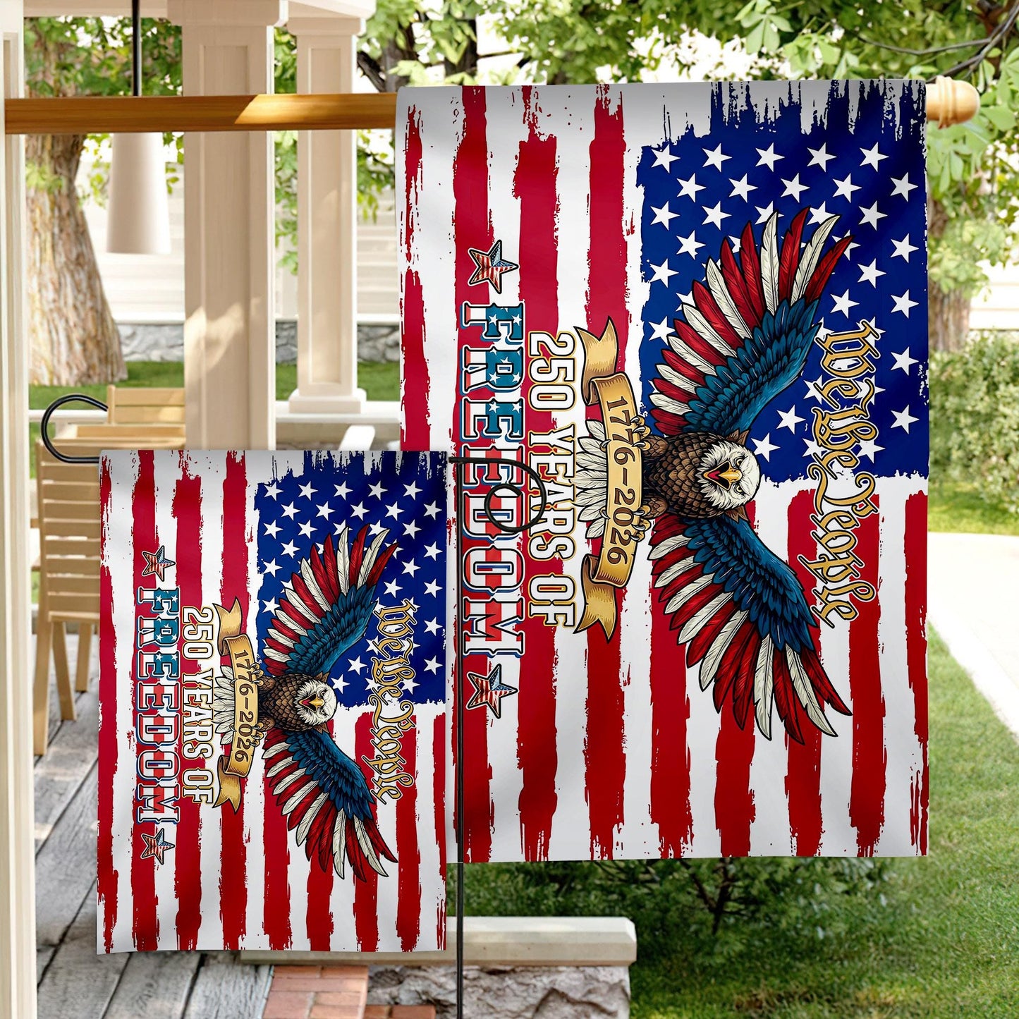 250 Years Freedom USA Flag, 1776–2026 Eagle We The People Flag, American History Patriotic Banner, Outdoor Wall Decor