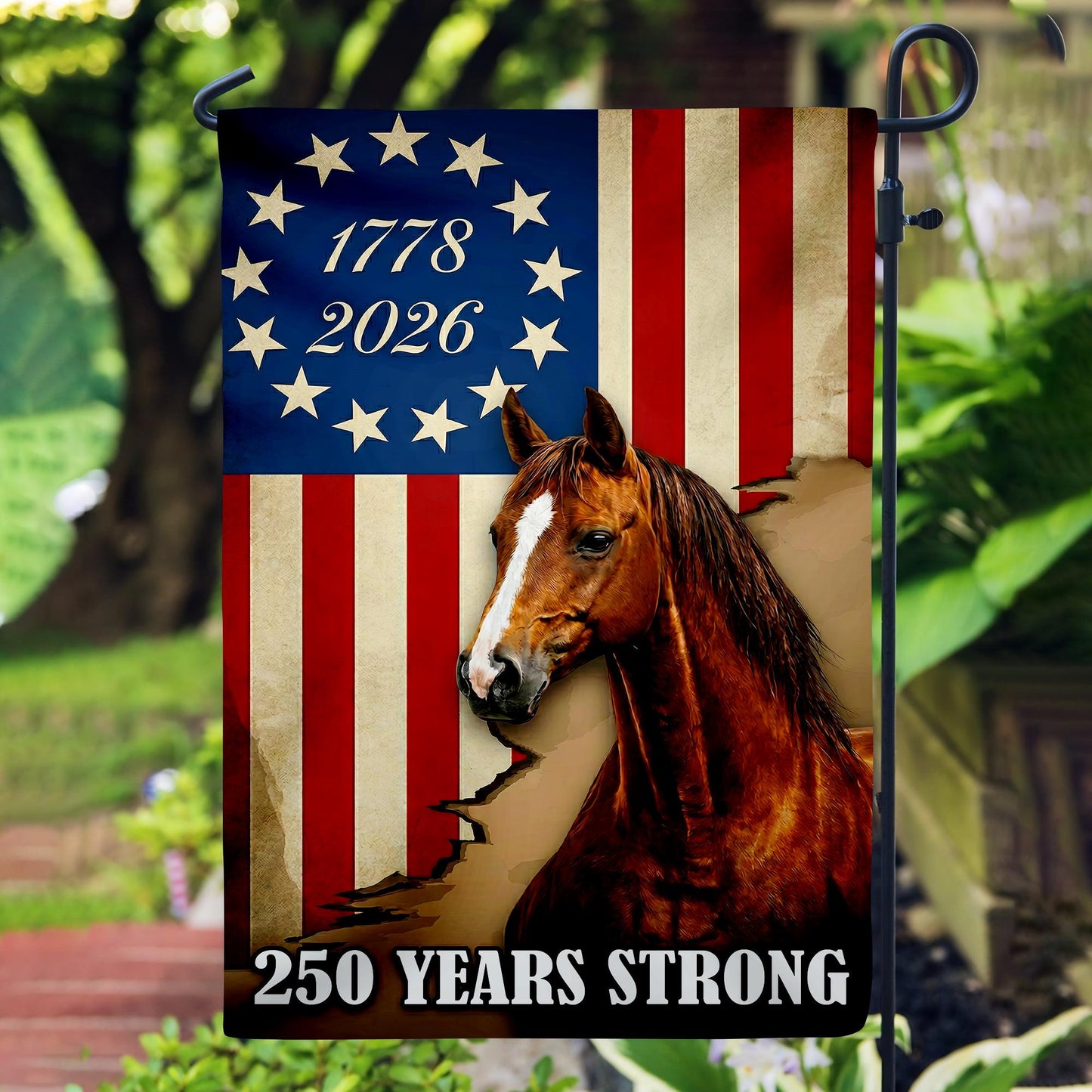 Patriot Horse American Garden Flag, 2026 Patriotic Horse Yard Banner, Semiquincentennial Decor , Veteran Gift Outdoor