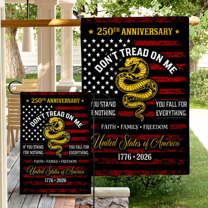 Dont Tread on Me Flag House Flag, USA 250 Years Flag, 250th Anniversary America, Patriotic USA Flag, 250th Independence Day Yard Decor
