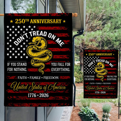 Dont Tread on Me Flag House Flag, USA 250 Years Flag, 250th Anniversary America, Patriotic USA Flag, 250th Independence Day Yard Decor