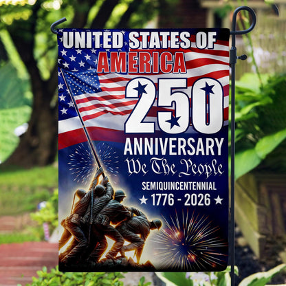 USA 250th Anniversary Garden Flag: Revolutionary War Soldiers, Patriotic 1776-2026 Yard Decor