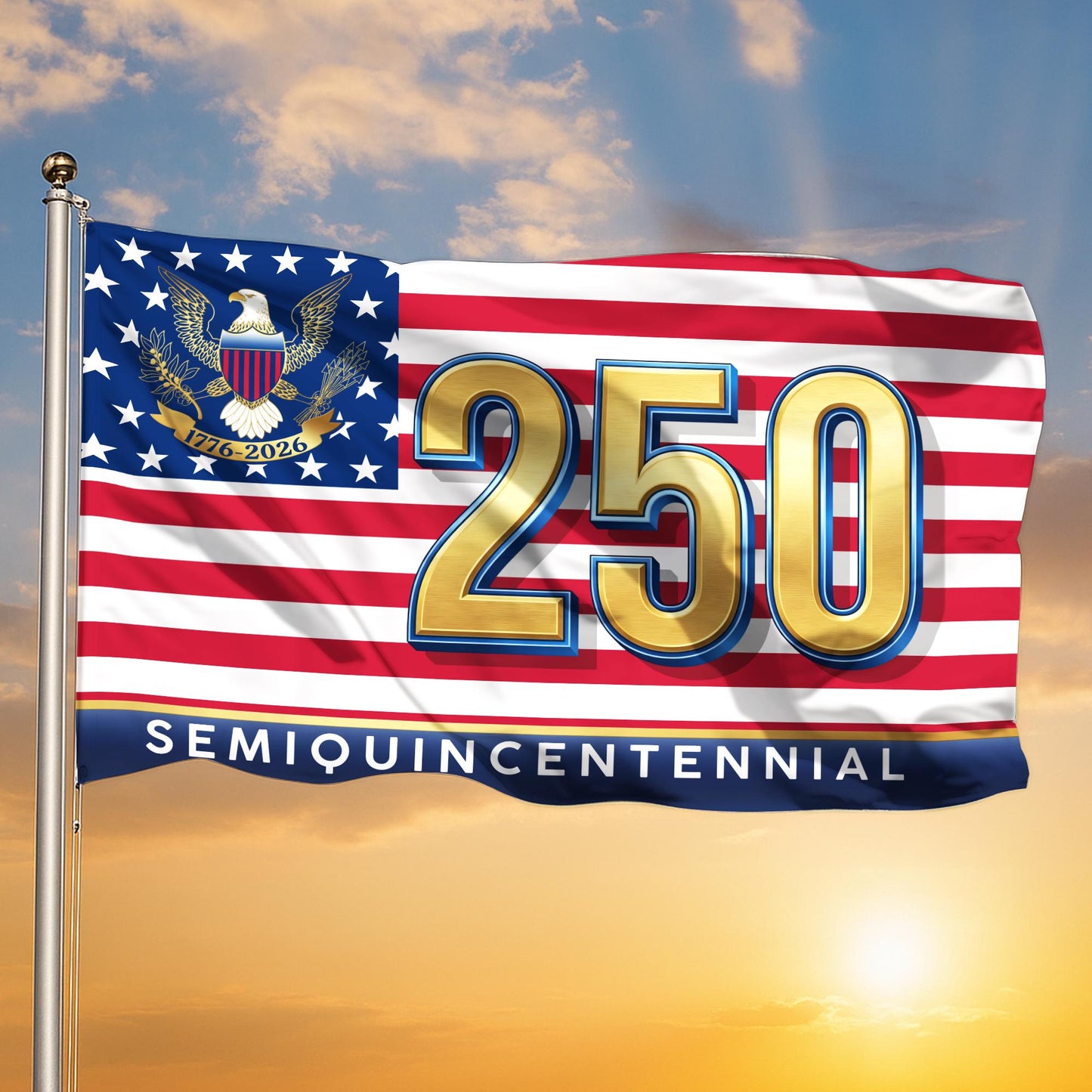 Happy Birthday America 250th Semiquincentennial Garden Flag, Patriotic Yard Flag Decor 250 Years House Banner, USA Porch Decoration