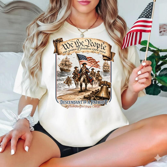 Custom Descendant of a Patriot Comfort Colors Shirt, Patriotic Vintage Flag 4th of July Tee, 250 Years of Independence Sweatshirt, Hodie