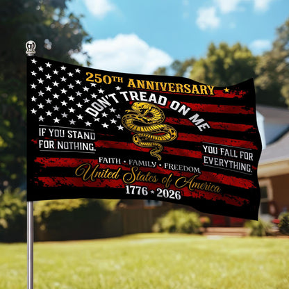 Dont Tread on Me Flag House Flag, USA 250 Years Flag, 250th Anniversary America, Patriotic USA Flag, 250th Independence Day Yard Decor
