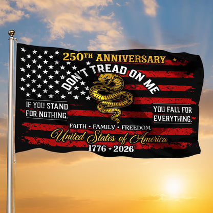 Dont Tread on Me Flag House Flag, USA 250 Years Flag, 250th Anniversary America, Patriotic USA Flag, 250th Independence Day Yard Decor