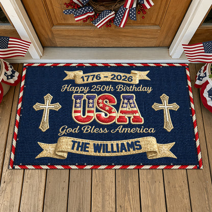 Personalized Doormat - USA 250th Birthday USA God Bless America