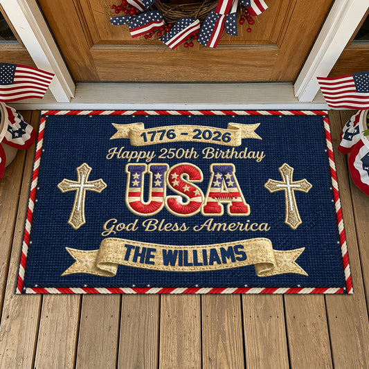 Personalized Doormat - USA 250th Birthday USA God Bless America