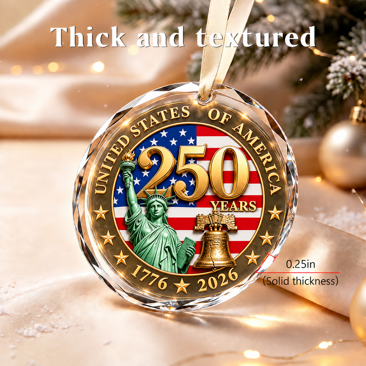 America 250th Anniversary 3-Inch Statue of Liberty Christmas Ornament