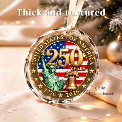 America 250th Anniversary 3-Inch Statue of Liberty Christmas Ornament