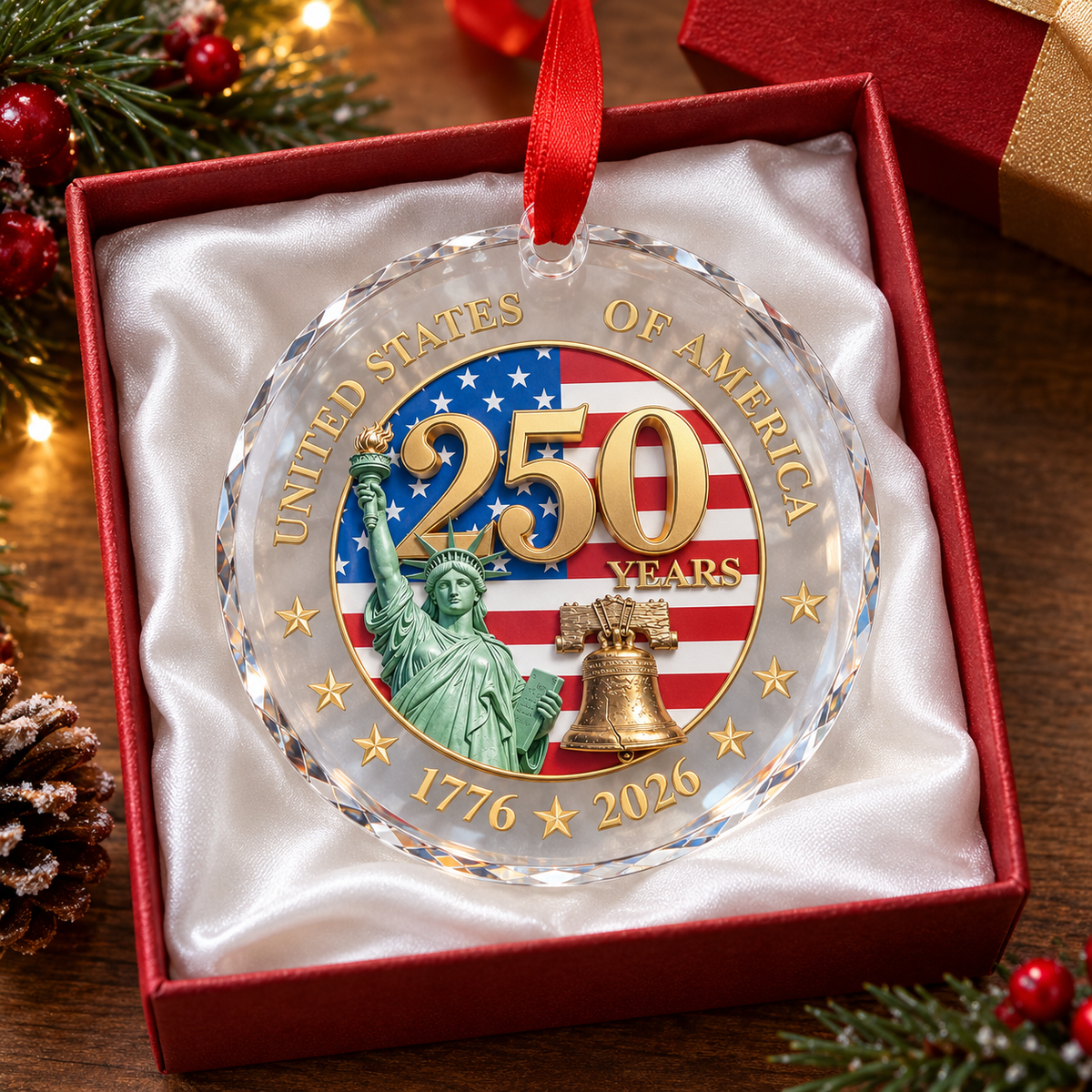 America 250th Anniversary 3-Inch Statue of Liberty Christmas Ornament