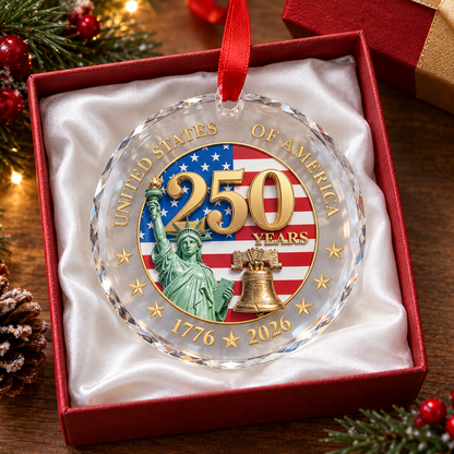 USA 250th Anniversary 3-Inch Glass Christmas Ornament-Glass