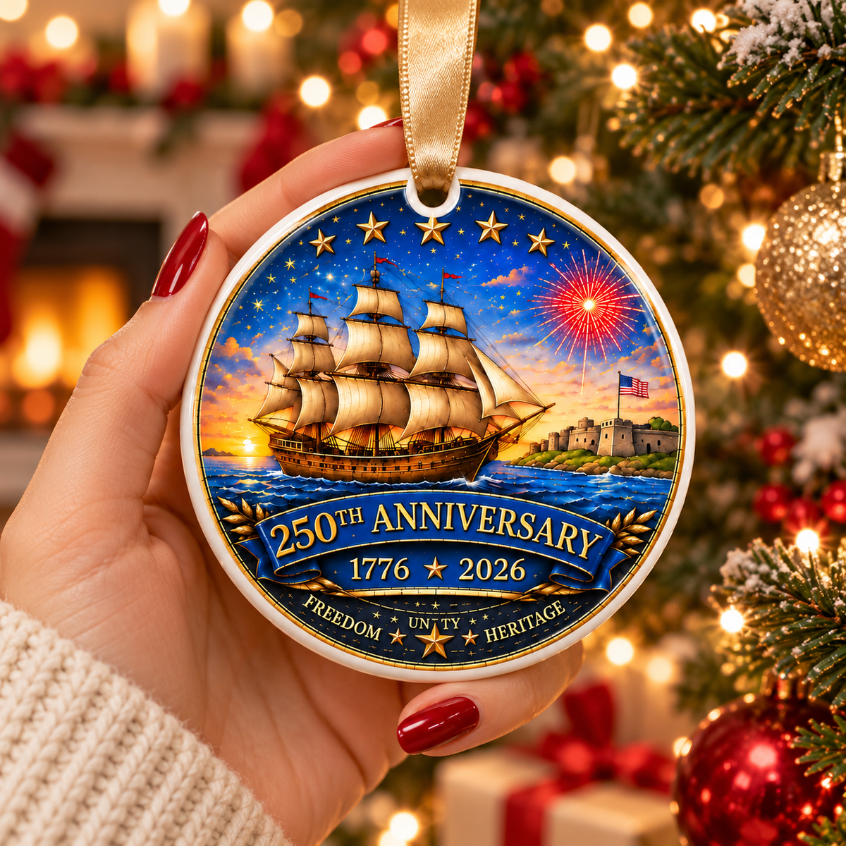 American Heritage 250th Anniversary 3-Inch Sailing Ship Ornament
