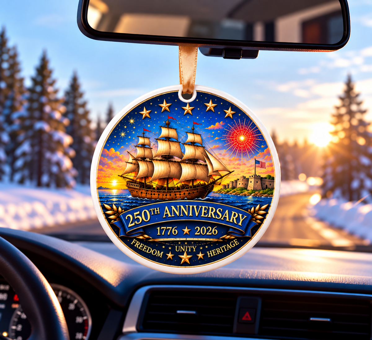 American Heritage 250th Anniversary 3-Inch Sailing Ship Ornament