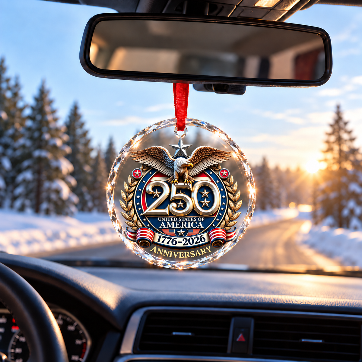 USA 250th Anniversary 3-Inch Glass Christmas Ornament-Glass