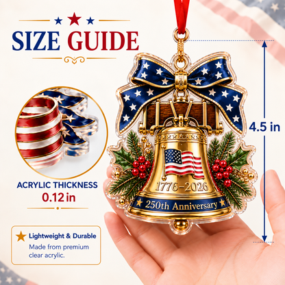 250 Christmas Bell Ornament 250th Anniversary Christmas Ornament Patriotic.