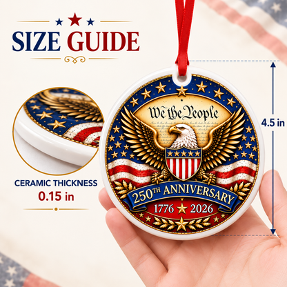 United States 250th Anniversary 3-Inch Ceramic Ornament – Eagle & American Flag