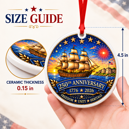 American Heritage 250th Anniversary 3-Inch Sailing Ship Ornament