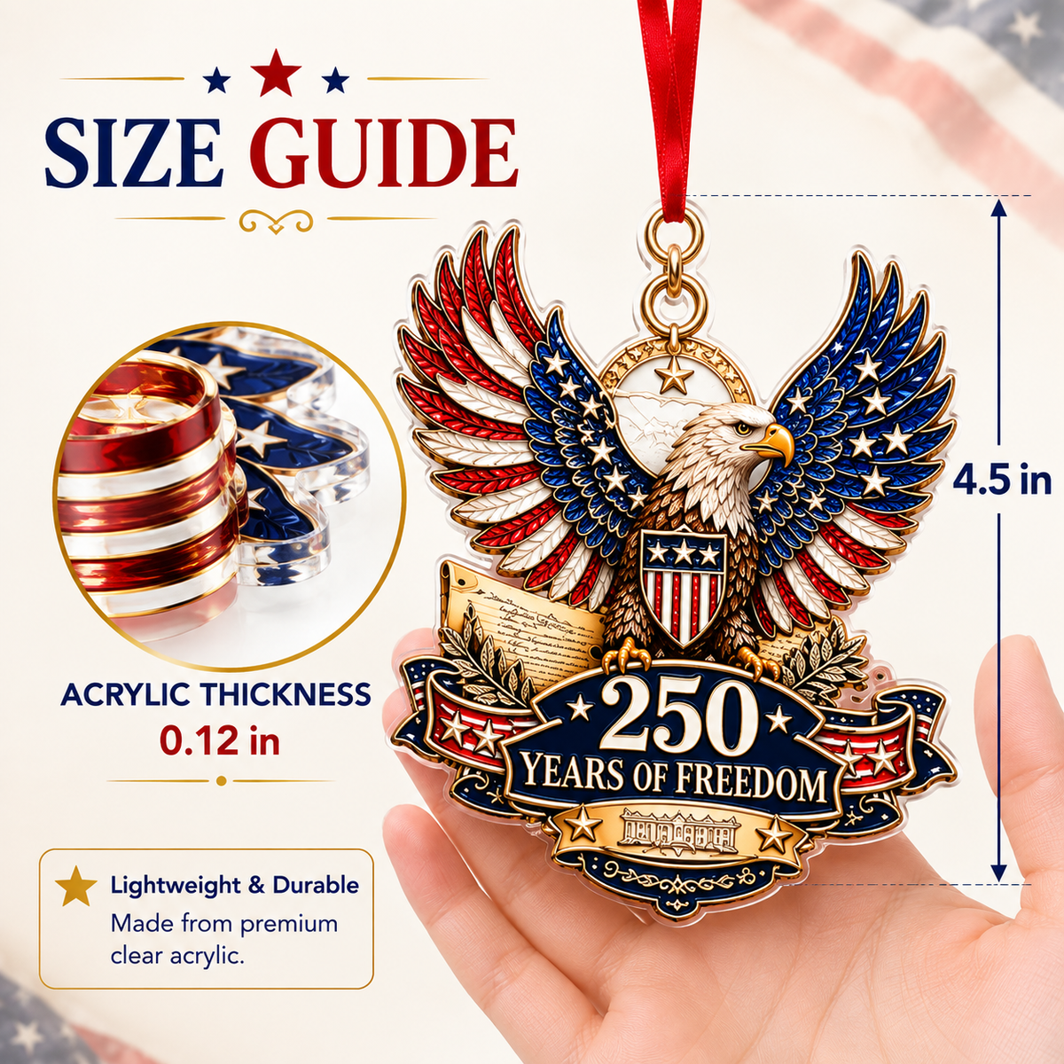 America 250th Christmas Eagle  Ornament.