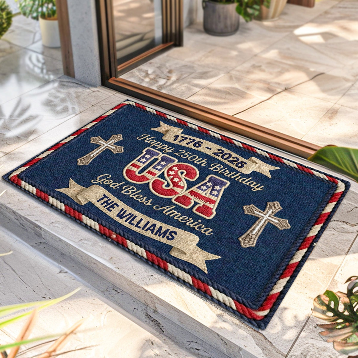 Personalized Doormat - USA 250th Birthday USA God Bless America